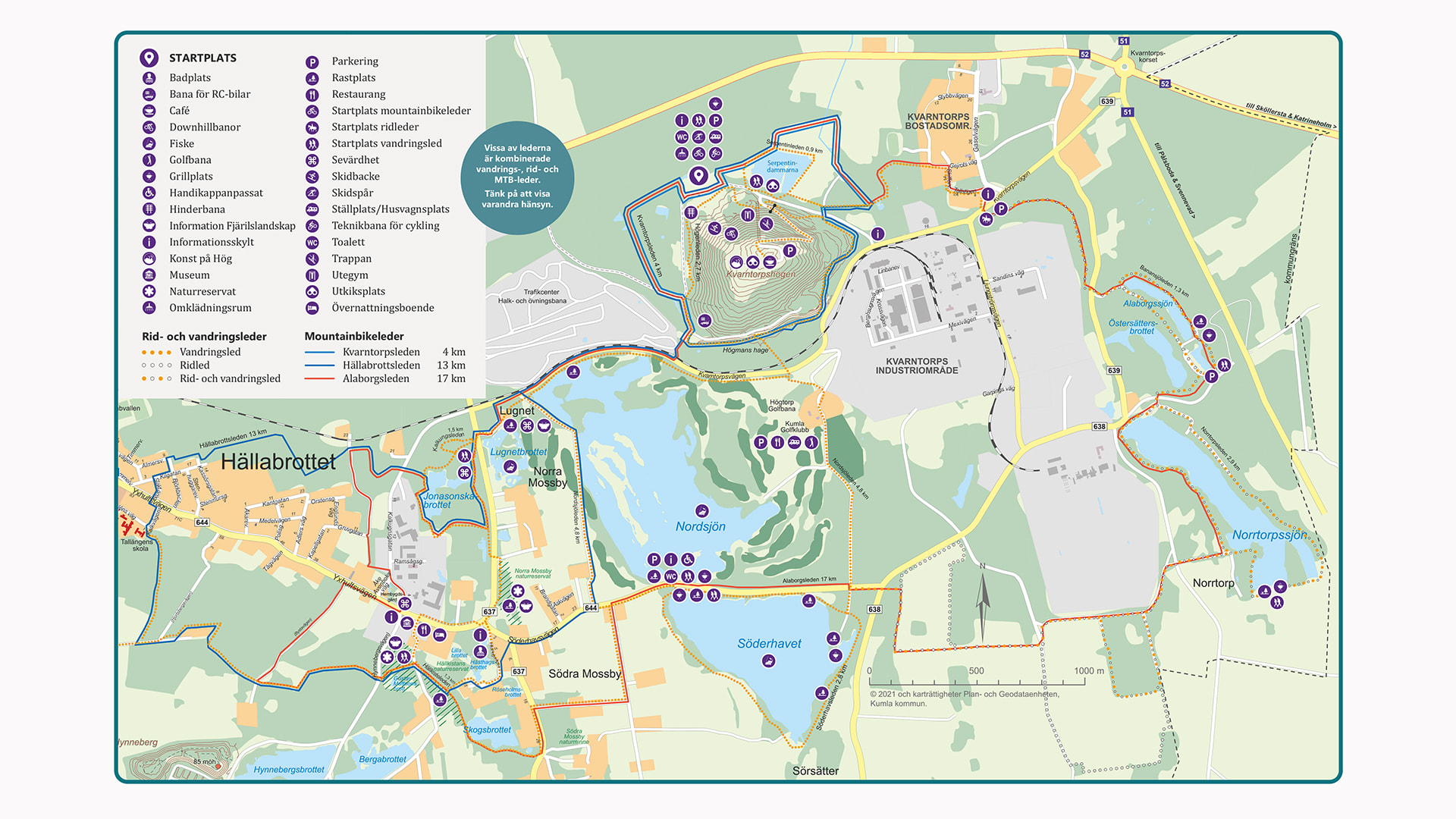 Karta över Kumla stadspark